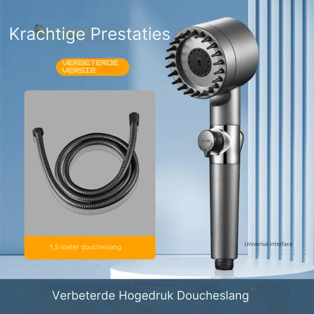 TurboFlow™ 3-in-1 Verstelbare Douchekop – De oplossing voor lage waterdruk!